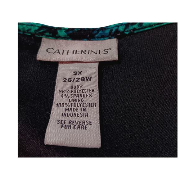 CATHERINES Dress Plus 3X Teal Green Blue Black Career Dressy Office Travel Event - Picture 5 of 10